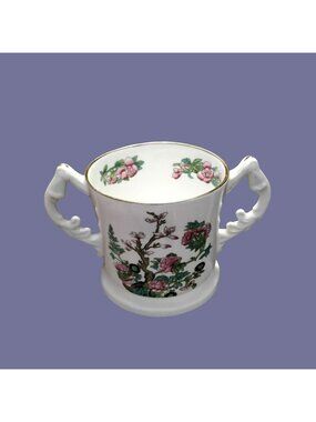 Vintage Lord Nelson Indian Tree Double Handle Loving Cup England 1950s Ironstone